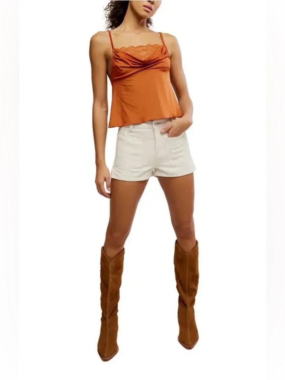 Free People Sophie Lace Trim Cinnamon Stick Cami Top Sz Medium NWT